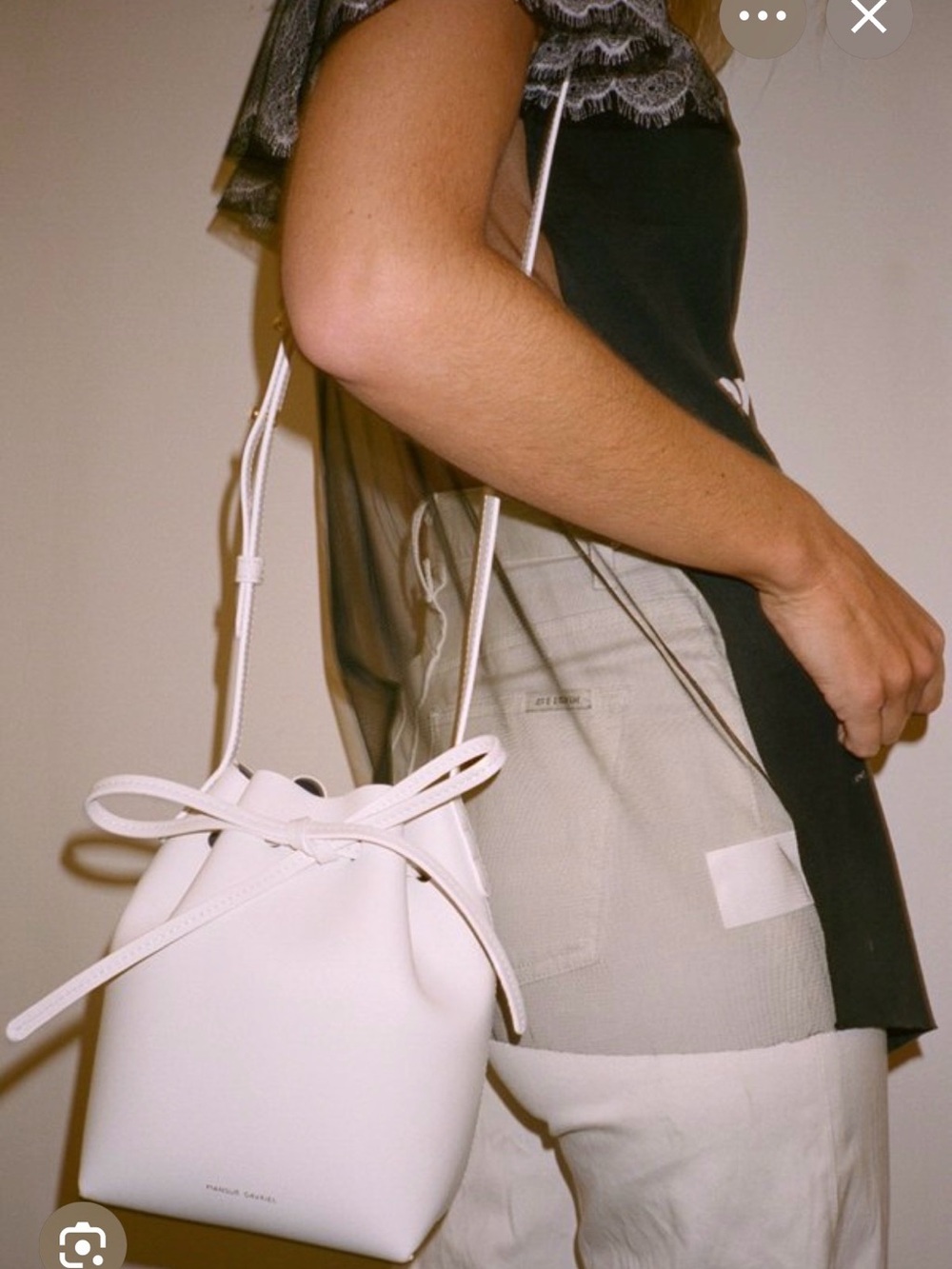 Manseur Gavriel white mini bucket bag